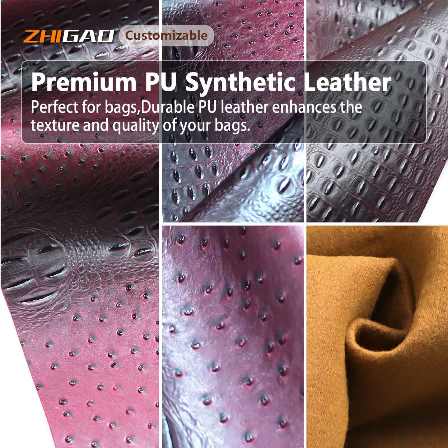 La fabbrica di pelle Zhigao rilascia la nuova pelle PU premium con motivo struzzo per la produzione di borse La fabbrica di pelle Zhigao rilascia la nuova pelle PU premium con motivo struzzo per la produzione di borse